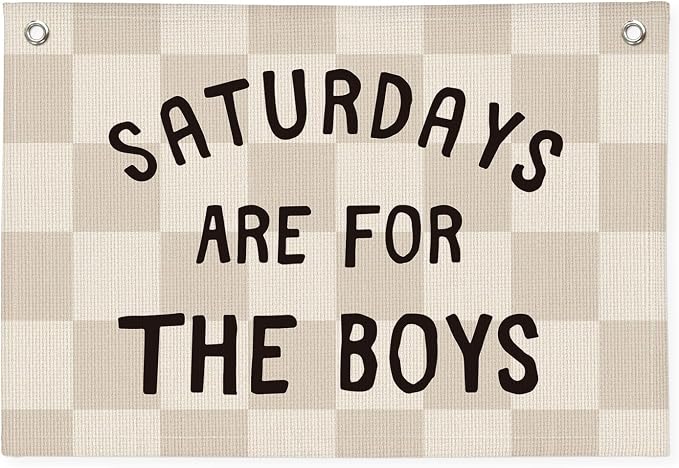Boys Banner Flags for Bedroom, Linen Canvas Banner Wall Hanging Flag Decor for Boy Room Playroom Dorm