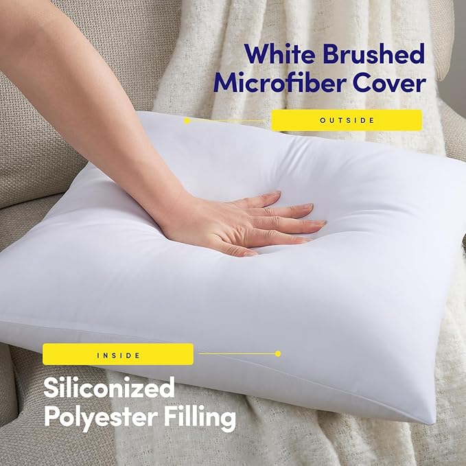 26X26 Pillow Inserts - Throw Pillow Set - Cushion Inserts for Decorative Throw Pillows Covers - Soft & Supportive Pillows for Couch, Sofa, Bed, or Chair, 4 Pack - 26" x 26"