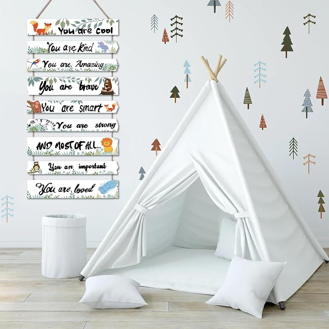 Woodland Nursery Room Decor for Baby Bedroom - Jungle Safari Animal Theme Wall Decor for Toddler Boy or Girl - Colorful Elephant Giraffe Lion Forest Wall Art Decorations