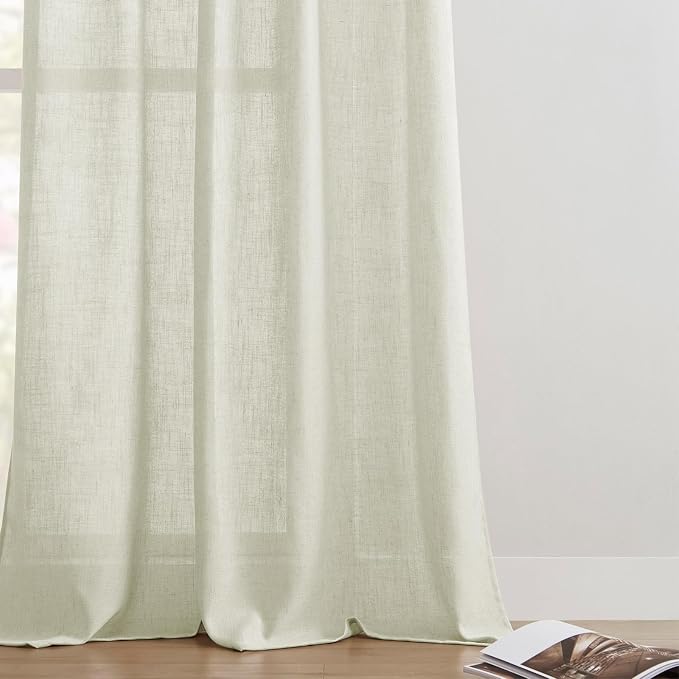 Joydeco Linen Curtains 72 Inch Length 2 Panel Sets,Light Filtering Curtains for Bedroom 52 Inch Wide Living Room Drapes with Back Tabs & Rod Pockets (W52 x L72 Inch, Oatmeal)