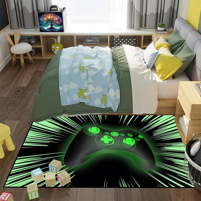 Gamer Rugs Controller Gamepad Carpets Game Rugs for Boys Gaming Bedroom Home Decor Mats 2'5"x4'