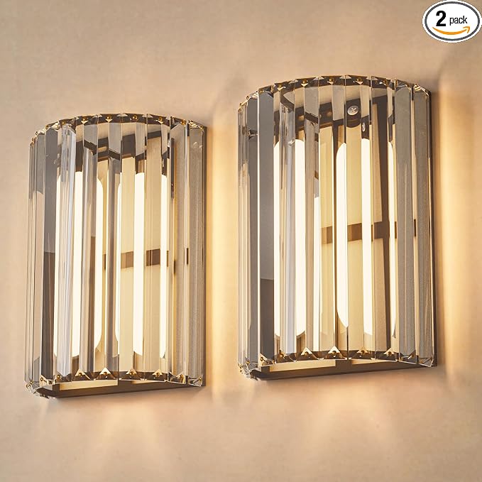 Black Battery Operated Wall Sconces Set of Two, Crystal Wireless Wall Light with Remote, Rechargeable Cordless Wall Lamp 12 RGB and 3 CCT Dimmable Decor for Bedroom Living Room Hallway