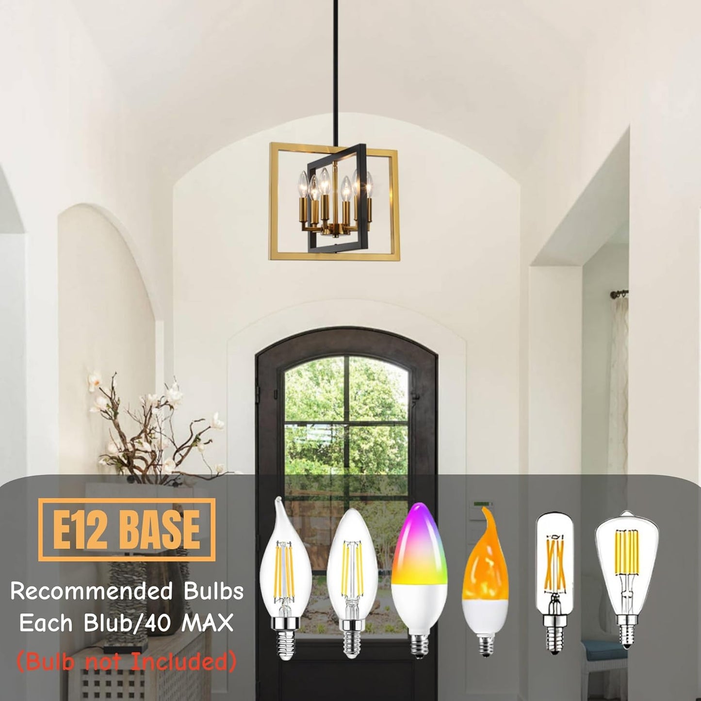 ANKYLHUA Small Black Gold Chandelier,6-Lights Ceiling Light Fixture E12,Adjustable Hight Pendant Lights Kitchen Island,Chandeliers for Dining Room Bedroom,Entryway,Foyer