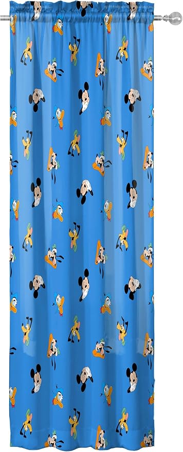 Jay Franco Window Curtains for Kids Bedroom 4-Piece Drape Set with 2 Tiebacks, Blue - Mickey Mouse, 42" W x 63" L (Pack of 2)