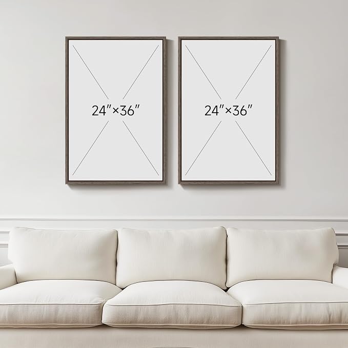 Large Framed Green Abstract Wall Art, 2 Piece Modern Canvas Art Prints Paintings, Minimalist Sage Green Abstract Pictures for Living Room, Hallway, Dining Room, Bedroom, Office Wall Decor 24x36 In