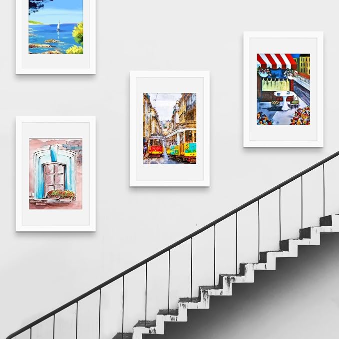 Picrit 22.375x34 Picture Frame 3 Pack, White Poster Frame, Display Poster 18 x 24 with Mat or 22.375 x 34 without Mat for Horizontal or Vertical Wall Mounting