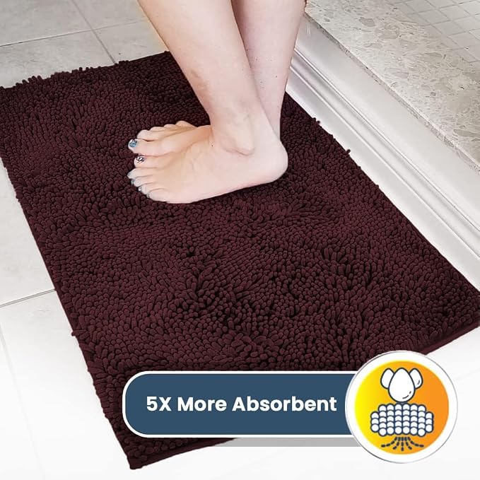 Muddy Mat® | Super Water Absorbent Door Mat Indoor, Microfiber Quick Dry Chenille Entryway Rug, Slip Resistant Front Door Mat, Indoor Mats for Entryway, Machine Washable Pet Rug, Rust 24" x 120"