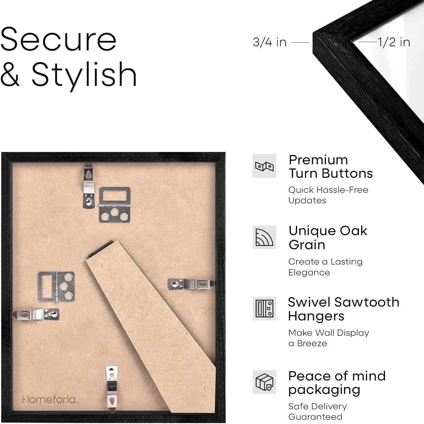 Homeforia 5.5x8.5 Business License Frame Black, High End Oak 5.5 by 8.5 Wood Certificate Frame, 8.5 x 5.5 Document Frame for Wall or Tabletop, Wooden Picture Frames, Tempered Glass, Wall Kit, Set of 1