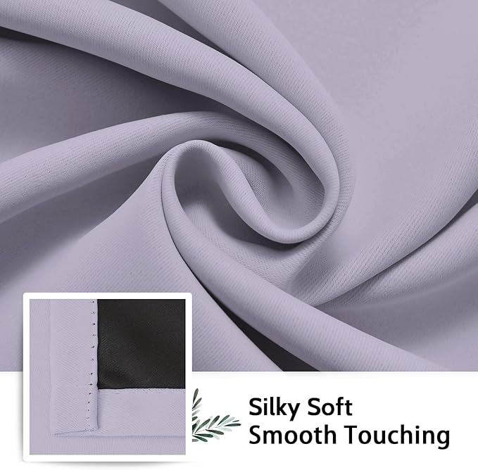 SimpleHome 100% Blackout Curtains for Bedroom,Thermal Insulated Grommet Window Drapes Room Darkening Lilac Curtains for Living Room with Black Back,42 x 84 Inch,2 Panels