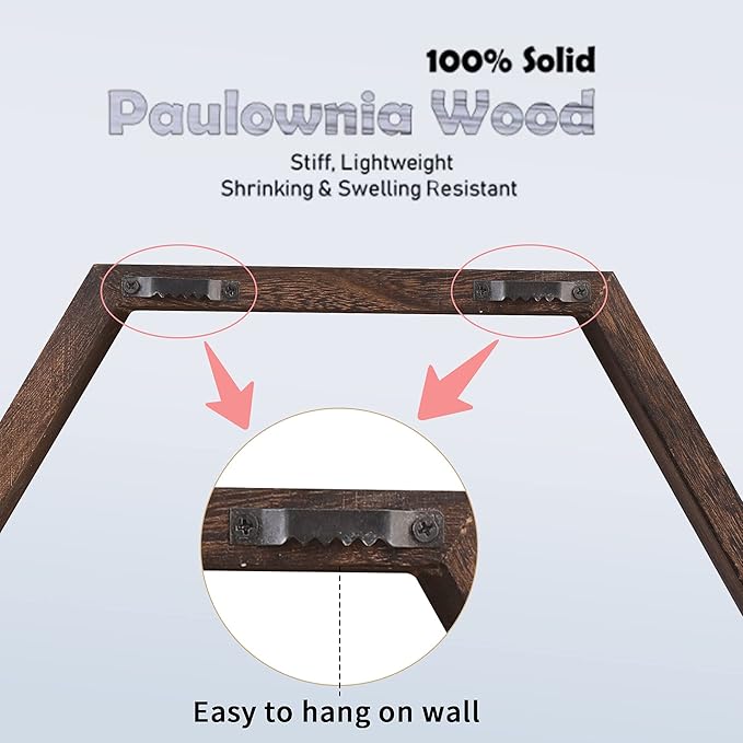 WONFUlity Hexagon Shelves for Wall Mounted, Wood Farmhouse Storage Honeycomb Floating Shelves for Wall Decor,Screws Anchors Included,5pc
