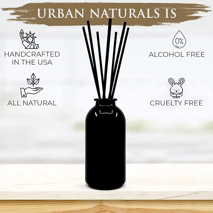 Urban Naturals Reed Diffuser Set, Smoked Vanilla - Bathroom Shelf Décor | Vanilla Bean, Sandalwood & Leather, Made in the USA