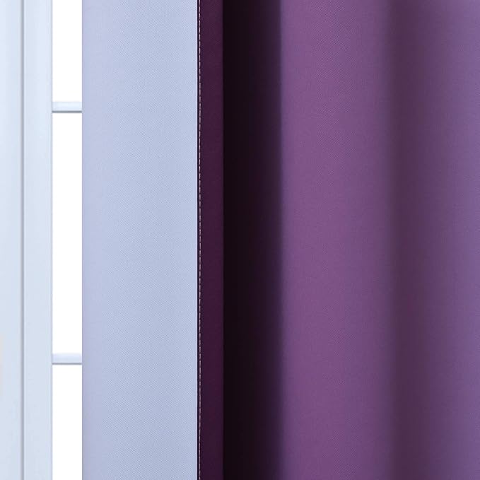 Yakamok Ombre Curtains Purple and Greyish White for Living Room,62Wx84L | Room Darkening Curtains 84,Thermal Insulated Gradient Color Drape,Light Blocking Grommet Window Curtains for Bedroom,2 Panels