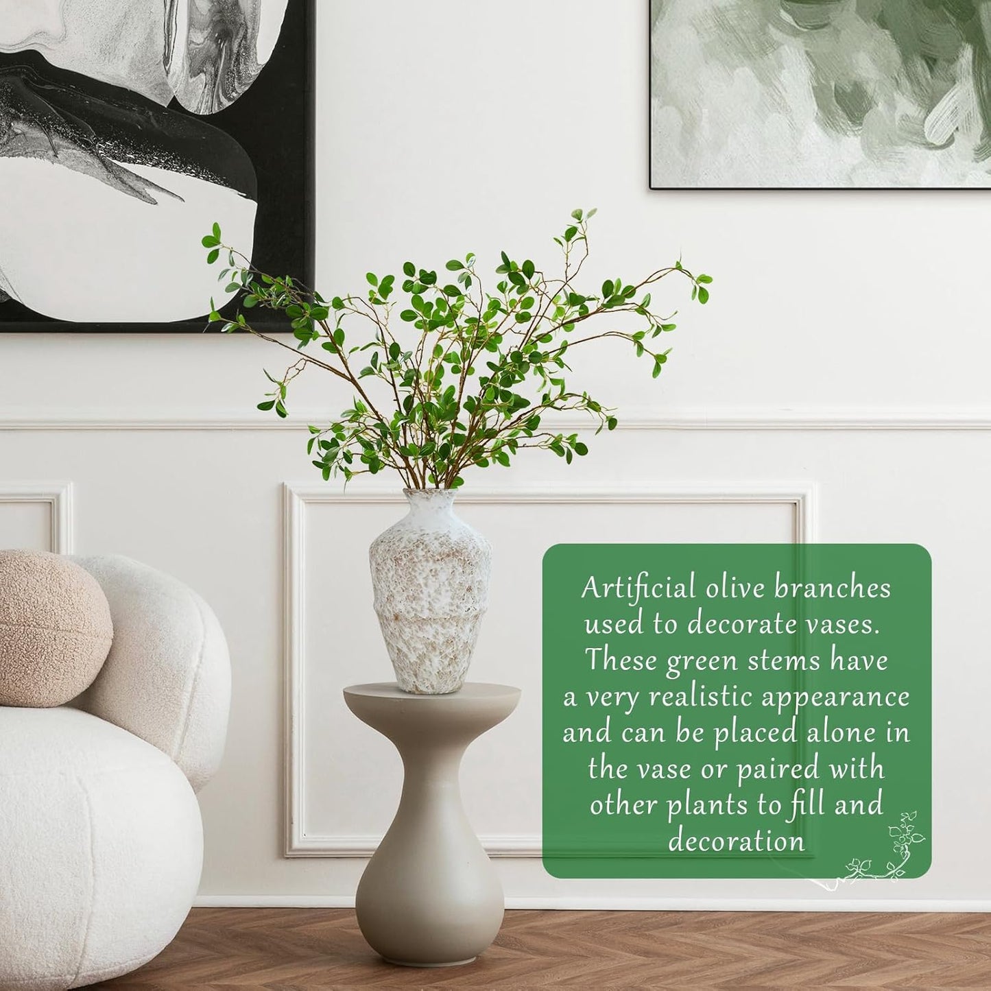 ucky Artificial Realistic Eucalyptus Stems，Decoration Greenery Stems ，43 Inch 4 Pcs, Realistic Touch Flexible Branches, Green Fake Plant, for Home Decor Tables Vases Garden Decoration