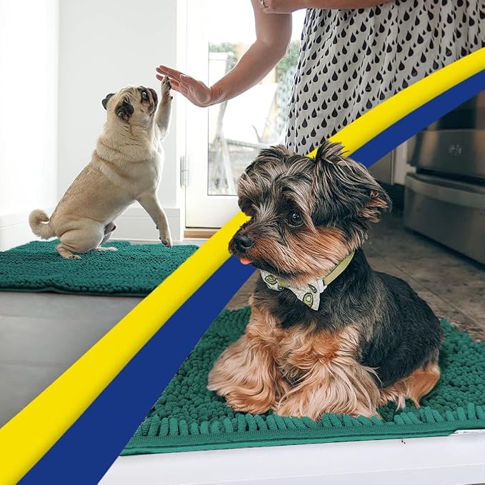 Muddy Mat® | Super Water Absorbent Door Mat Indoor, Microfiber Quick Dry Chenille Entryway Rug,Slip Resistant Front Door Mat,Indoor Mats for Entryway,Machine Washable Pet Rug, Slate Blue 36" x 120"