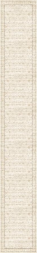 Sand Beige Washable 3x20 Extra Long Hallway Runner Rug, Vintage Farmhouse Rugs for Kitchen, Geometric Floral Entryway Floor Mats, Non Skid with Rubber Backing, Low Pile & Soft Carpet