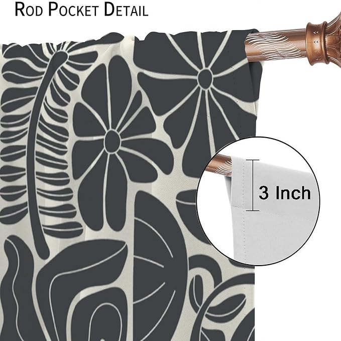 JESTRONRY Mid Century Boho Curtains, Modern Abstract Abstract Geometric Floral Pattern Print Blackout Window Door Curtains for Bedroom Living Room Home Decor 42x63in