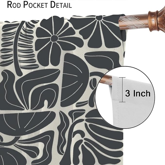 JESTRONRY Mid Century Boho Curtains, Modern Abstract Abstract Geometric Floral Pattern Print Blackout Window Door Curtains for Bedroom Living Room Home Decor 72x63in