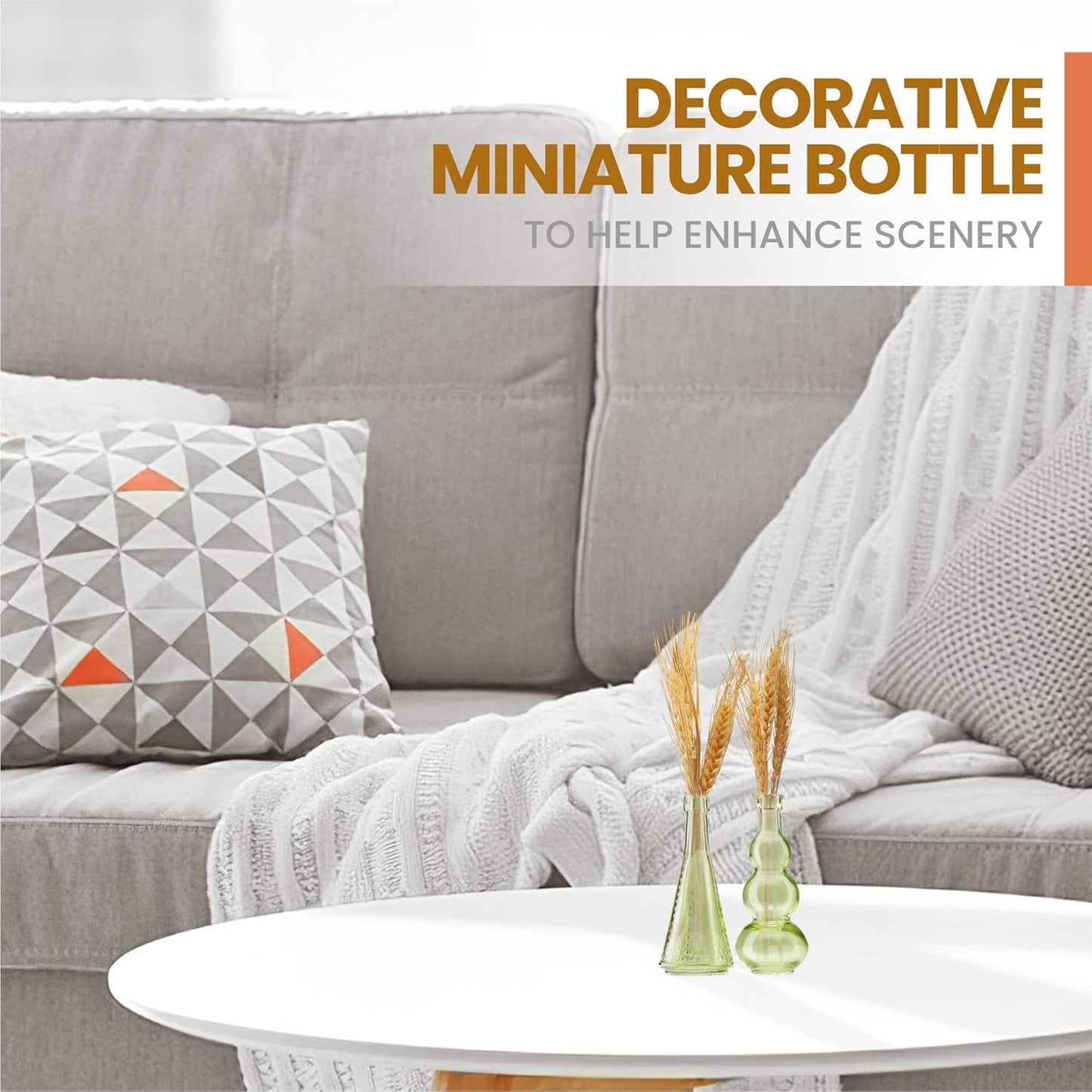 Small Mini Green Vintage Glass Bottles with Corks, Mini Vases, Decorative, Potion, Assorted Design Set of 12 pcs, 4.6 Inch Tall (11.43cm), 1.4 Inch Wide (3.56cm)