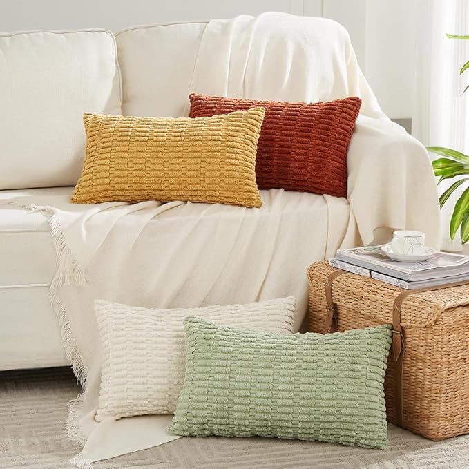 Fancy Homi 4 Packs Decorative Throw Pillow Covers for Living Room Couch Bed, Modern Farmhouse Boho Home Décor Accent Cushion Case, 24" x 14", Fall