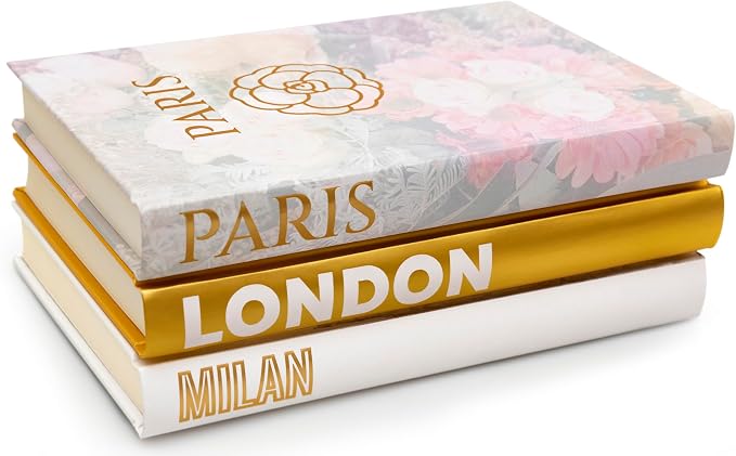 Gold Decorative Books for Home Decor - Set of 3 Shelf Decor | Gold decor for living room, Coffee table decor books gold, Decoration accents, Fashion designer aesthetic stack