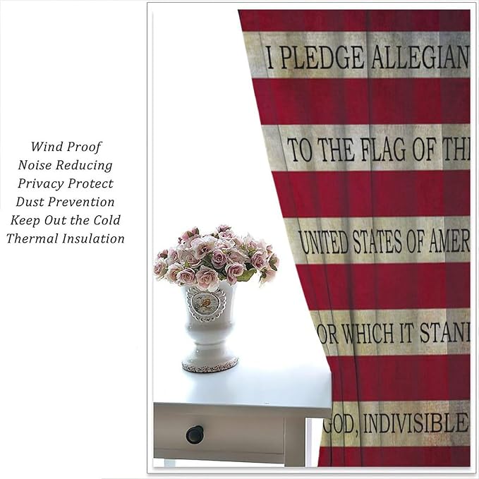 American Flag Blackout Curtain,Retro Patriotic Independence Day Home Decor Drapes for Bedroom Living Room Kitchen Window Treatment 2 Panels Set Total Size 42" W X 54" L Inch