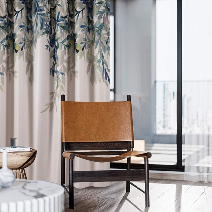 Taisier Home Weeping Leaves Digital Printing Curtains 2 Panels Set 84 Inches Length for Living Room, Dining, Kids Room - Fashion Grommet Stylish Floral Printed Curtains for Bedroom