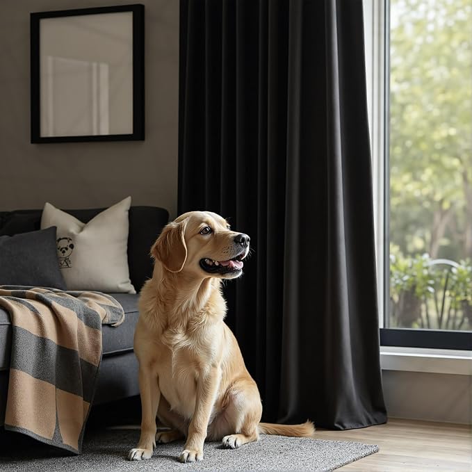 Black Out Velvet Curtains 96 Inches Long for Bedroom 2 Panels Mid Century Modern Soft Heavy Soundproof Noise Reduction Thermal Insulating Drapes Gothic Curtains for Living Room Ceiling to Floor Length