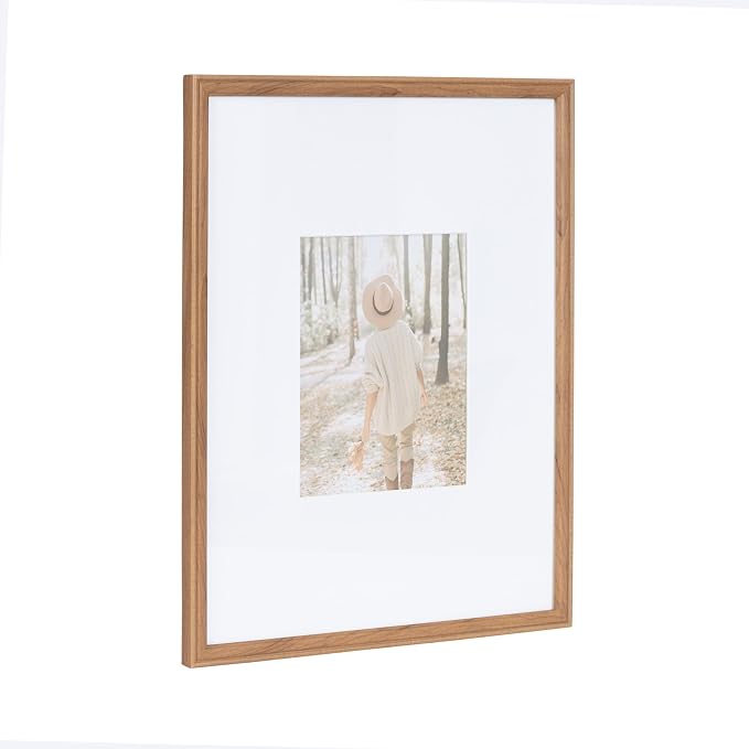 Kate and Laurel Adlynn Rectangle Picture Frame Set of 3; 16 x 20 matted to 8 x 10; Brown; Transitional Three-Piece Frame Set for Gallery Wall Frame Set in Living Room Wall Decor