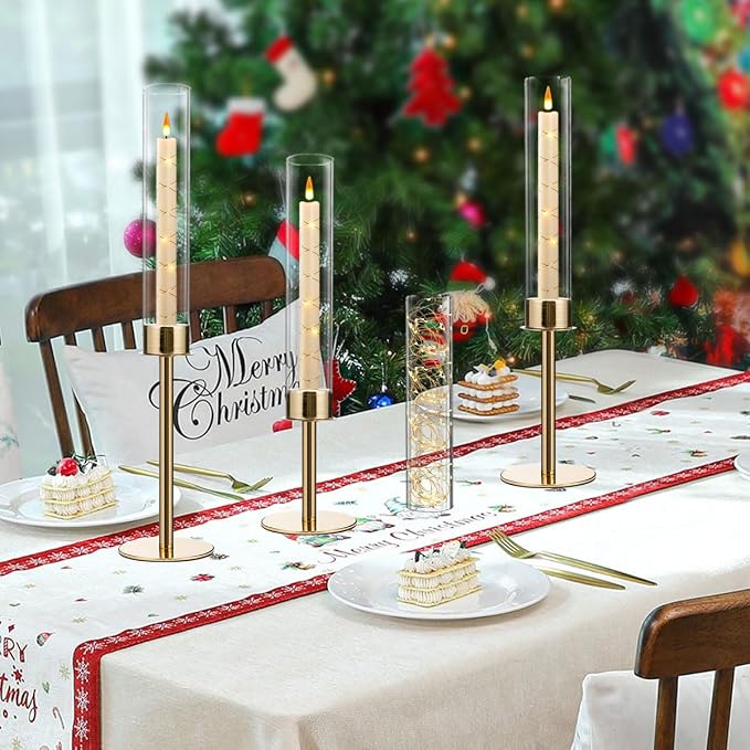 12PCS Acrylic Candle Holder for Table Centerpiece,Metal Candelabra Centerpieces with Acrylic lampshade for Wedding Party Easter candelabros para centros de mesa