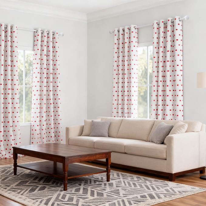 MYSKY HOME Blackout Curtains for Girls Bedroom with Red Pom Pom Sheer 90 Inch Long Total Light Blocking Curtains for Living Room 2 Panels 100% Room Darkening Grommet Double Layer Drapes 52" x 90"
