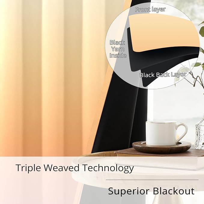 Sunset Gradient Blackout Curtains - 100% Blackout, Thermal Insulated Noise Reducing, Ombre Inspired By Sunset, 2 Panels, Each W52xL84