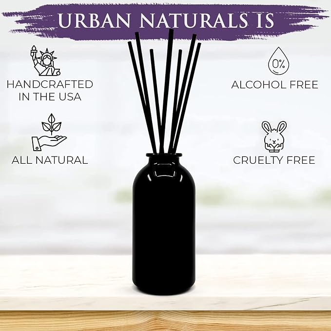 Urban Naturals Reed Diffuser Set, Lavender Cedarwood - Bathroom Shelf Décor | Includes a Set of 8 Reed Sticks, All Natural Small Batch Formula, Support Small Business Made in The USA