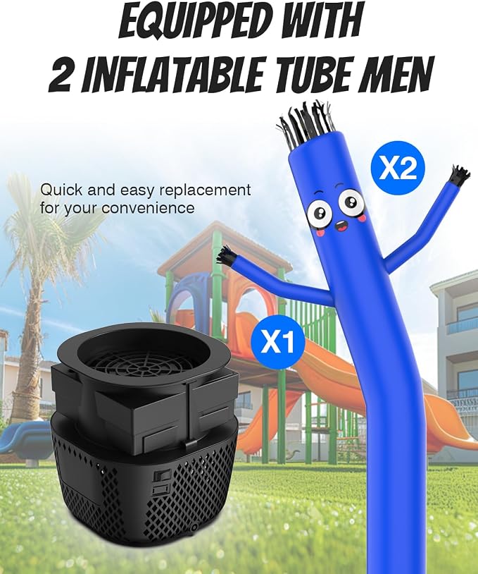 Inflatable Tube Man with Blower: 6 FT Tall Dancing Inflatable Tube Guy for Outdoor Decoration with Mini Blower Fan, for Mall Opening, Business Advertising, and Events (Blue)