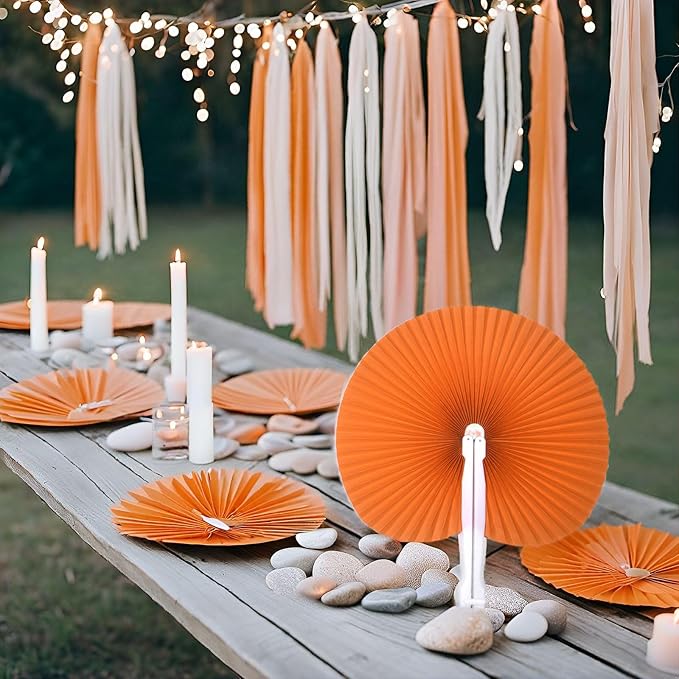 24 Pieces Multicolor Round Paper Fans | Foldable Handheld Fans for Women,Folding Hand Fans for Wedding,Bridal Guest,Church,Party Favors,Dancing,Birthday,DIY