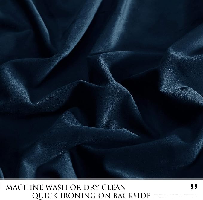 StangH 120 inches Long Blackout Velvet Curtains - Navy Blue Light Blocking Thermal Insulated Window Curtains for Bedroom Living Room, High Ceiling Backdrops for Office, W52 x L120, 2 Panels