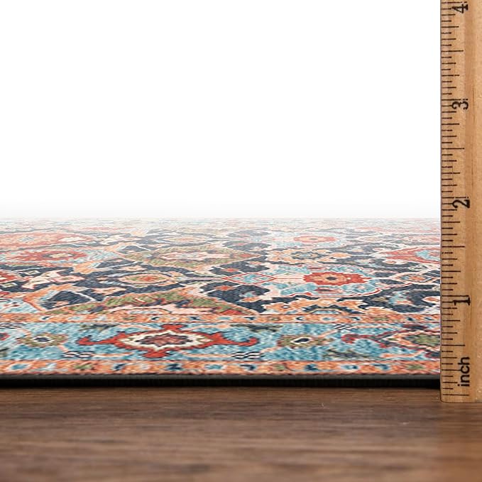 Keen Home Design 9x12 Rug - Machine Washable Area Rug with Non-Slip Backing, Ideal for Living Room, Dining Room, Bedroom - Vintage, Easy Clean, Durable, Low Pile Rug - (9' x 12')