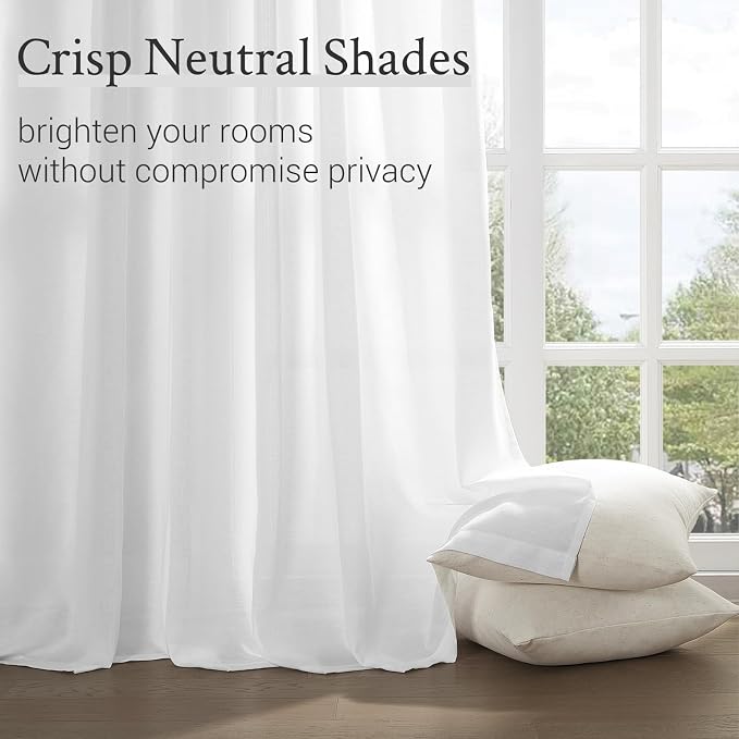 Topfinel 100 Inches Long Beige White Pinch Pleated Sheer Curtains with Hooks,Back Tab Semi Transparentes Light Filtering Linen Cotton Blend Minimalist/Scandinavian Style Drapes Curtains,40" Wx100 L