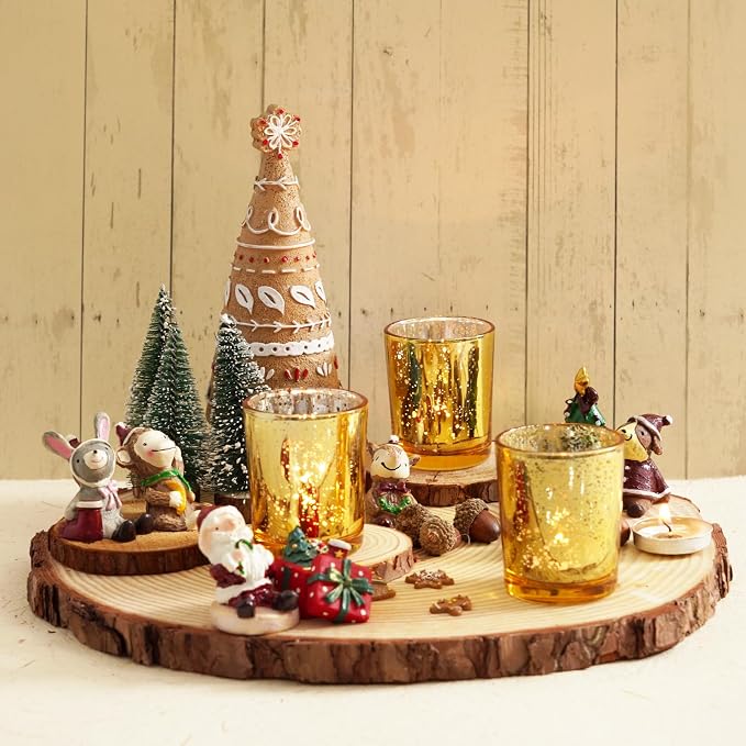 Homemory 24 Pcs Gold Votive Candle Holders, Mercury Glass Candle Holder, Tealight Candle Holders for Table Centerpieces, Baby Shower, Party, Anniversary, Wedding, Home Decor, Halloween, Christmas