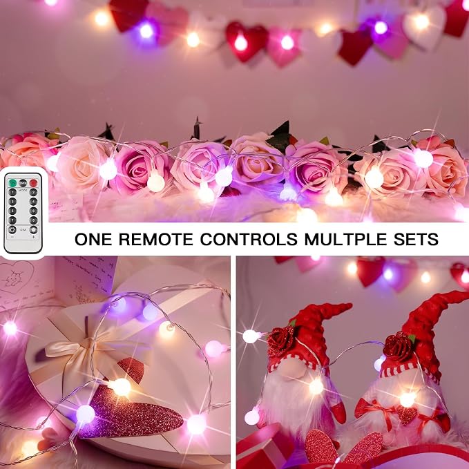 suddus 100LED Globe String Lights Battery Operated with Remote Multicolor | 33 FT Colorful Globe Lights with Timer 8 Mode, Fairy Lights for Bedroom, Dorm, Classroom,indoor,outdoor Decor