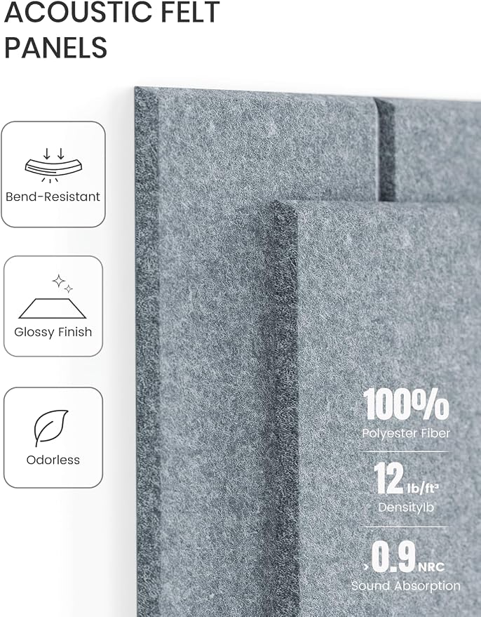 Fluxynara Large Felt Bulletin Board 48" x 36" Cork Board Alternative-12 Pack with 64 Safe Removable Adhesive Tabs, Cork Boards for Walls Cork Board for Home Office Classroom Pin Board-Blue Gray