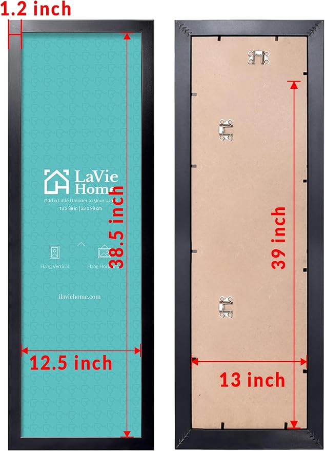 LaVie Home 13x39 Picture Frame Black, Panoramic Picture Frame for Wall Decoration, Classic Black Minimalist Style Suitable for Decorating Houses, Offices, Hotels（1 Pack）