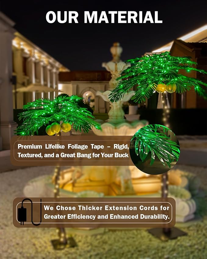 TYBEEU 5ft Lighted Palm Tree with 136 LED Lights & Glowing Coconuts | Dimmable | Decorative Artificial Tree | Indoor & Outdoor Use