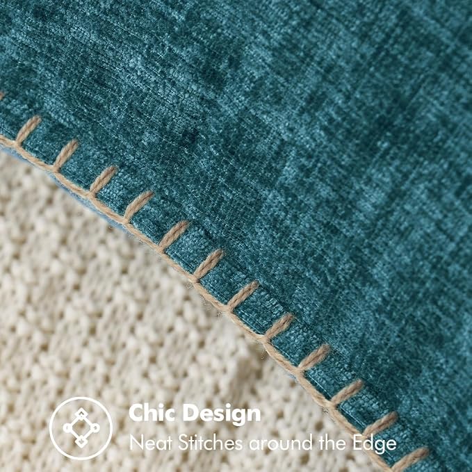 MIULEE Pack of 2 Couch Throw Pillow Covers 20x20 Inch Dark Teal Farmhouse Decorative Pillow Covers with Stitched Edge Soft Chenille Solid Dyed Pillow Covers for Sofa Bed Living Room