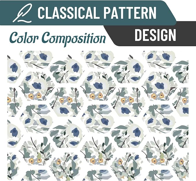 Joydeco Green Floral Curtains 96 Inches Long for Bedroom 2 Panels, Room Darkening Curtains Patterned Panels for Living Room with Grommet, 80% Blackout Botanical Printed Drapes(Hexagon Green-95)