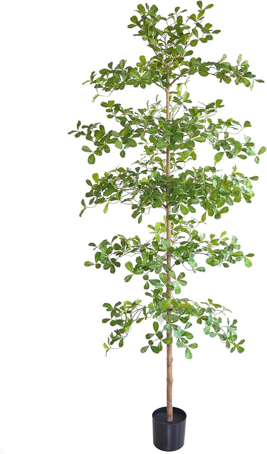 Artificial Black Olive Tree, 8FT Tall Big Leaf Faux Shady Lady Tree with Potted, Fake Olive Tree for Home Decor Indoor