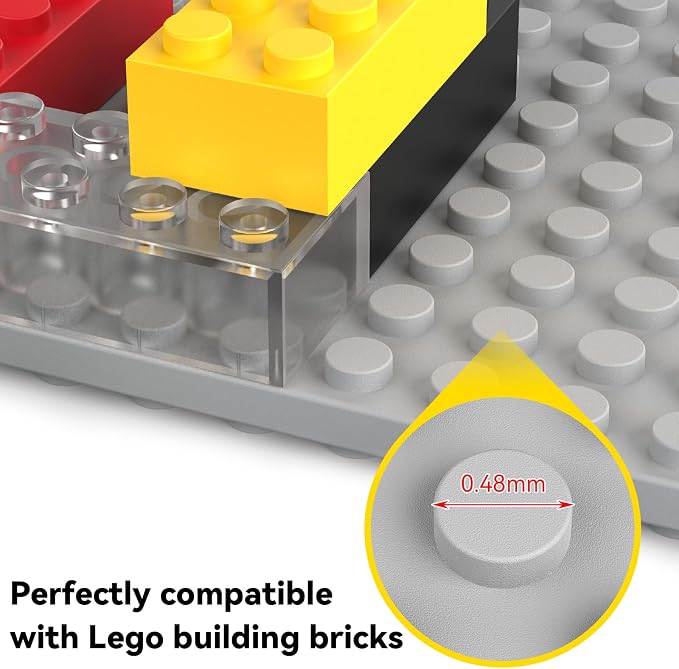 BlissBox 4-Pack Display Shelves for Wall Compatible with Lego Building Bricks, 11.3x6.3inch Dual‑Sided 36x20 Studs for Toy Brick Storage and Display, ABS Display Shelves for Room Decor, Gray