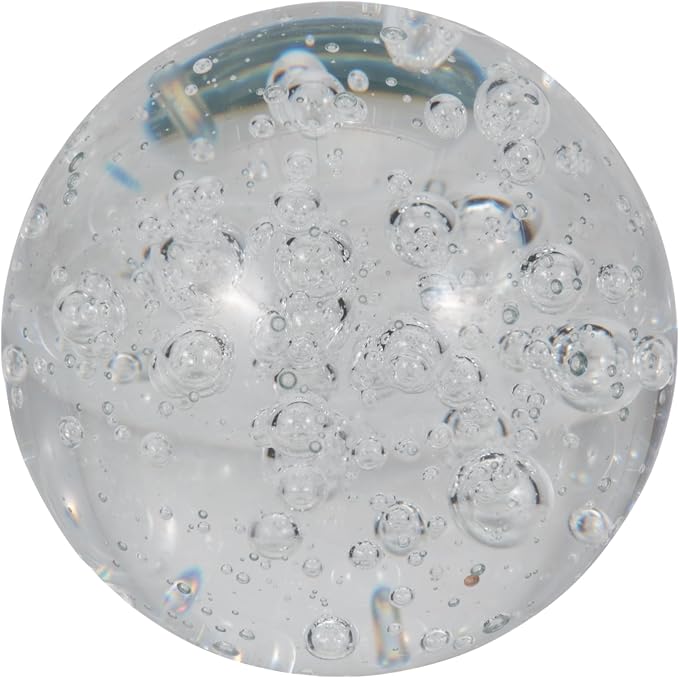 Decorative Crystal Orb Ball for Home Decor - Ornament Sculpture for Bathroom, Office Desk, and Living Room Decor - Ideal Accessory for Shelf Accent and Cofffe Table Display - 5", Clear & Frost