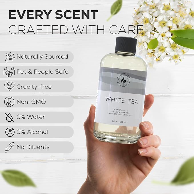 Aroma Country White Tea Luxury Diffuser Oil Refill (8.5 Fl Oz) | Hotel-Inspired • Long-Lasting Home Fragrance • for Aromatherapy, Reed Diffusers, Diffuser Machines & Room Sprays