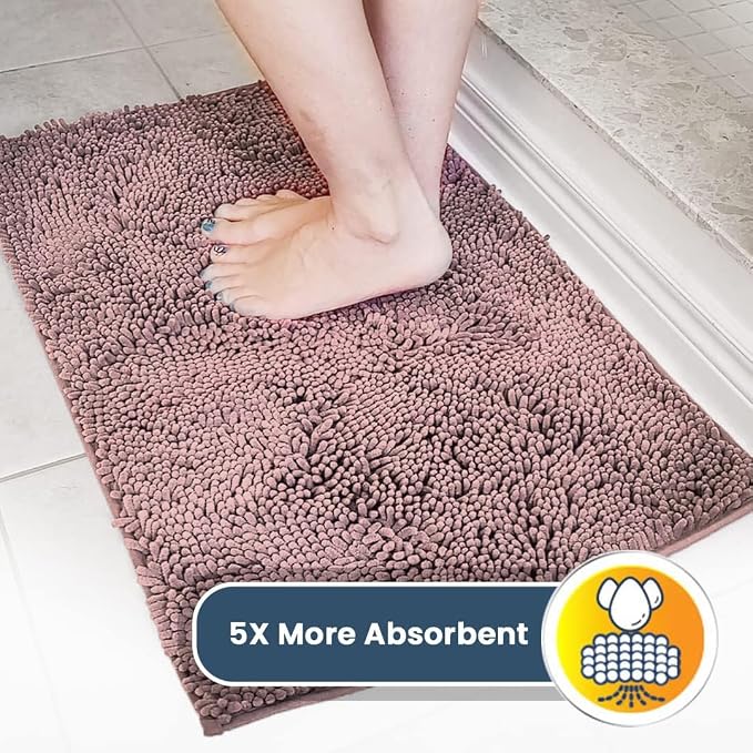 Muddy Mat® | Super Water Absorbent Door Mat Indoor, Microfiber Quick Dry Chenille Entryway Rug,Slip Resistant Front Door Mat,Indoor Mats for Entryway,Machine Washable Pet Rug, Blush Pink 24" x 120"