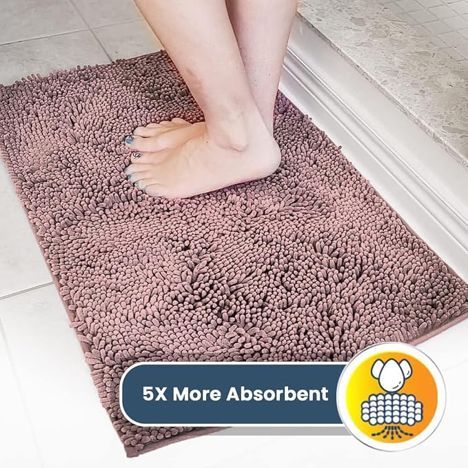 Muddy Mat® | Super Water Absorbent Door Mat Indoor, Microfiber Quick Dry Chenille Entryway Rug, Slip Resistant Front Door Mat, Indoor Mats for Entryway, Machine Washable Pet Rug, Blush Pink 3ft x 4ft